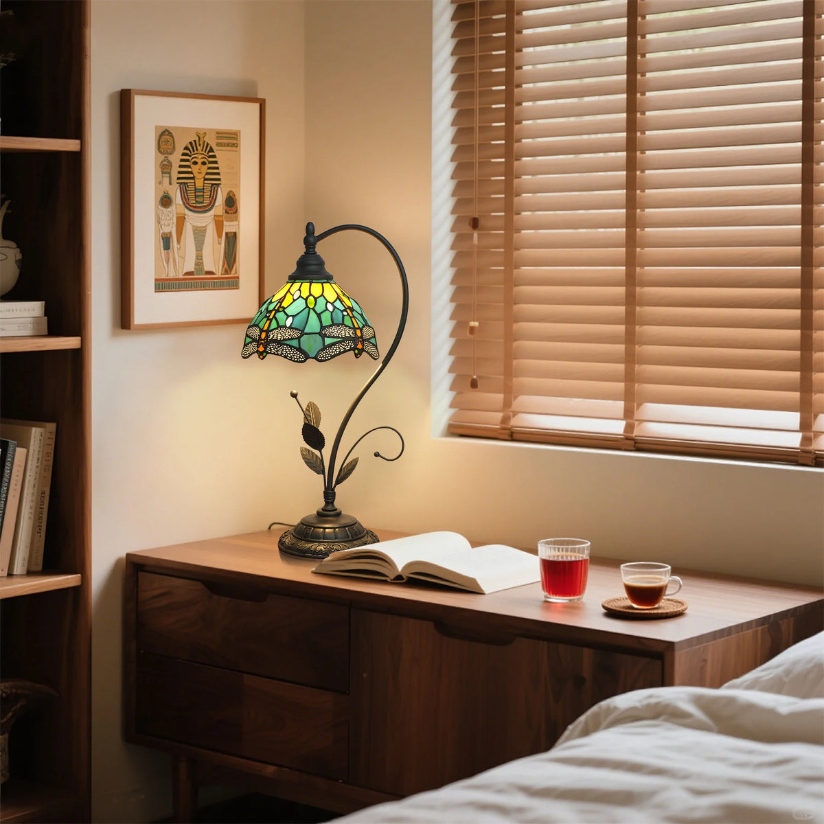 Elegant Table Lamp Stained Glass Desk Reading Light
