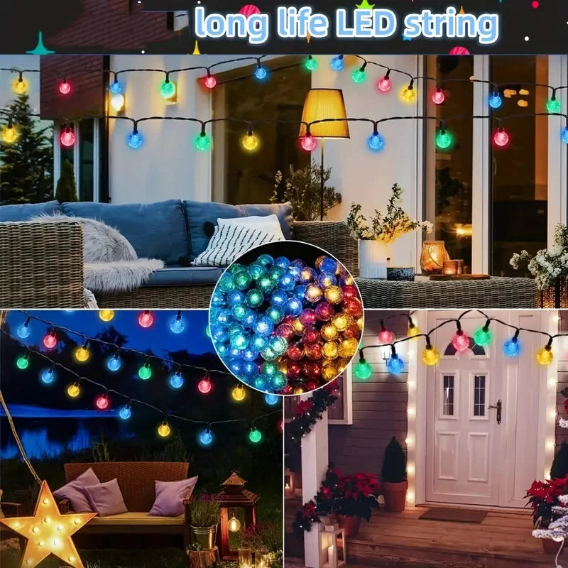 Solar Bubble Ball String Light Outdoor Lighting Waterproof 8 Functions