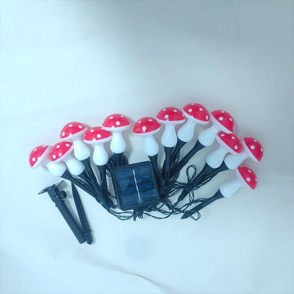 LED Solar Landscape Ground Lights Cute RED Mushroom
