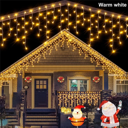 Solar Curtain Icicle Light 3.5M Eaves Outdoor Fairy String Lights