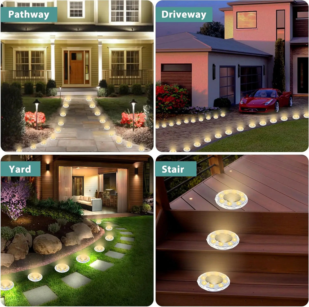 Solar Lights Outdoor Waterproof 8 LED Solar Ground Light