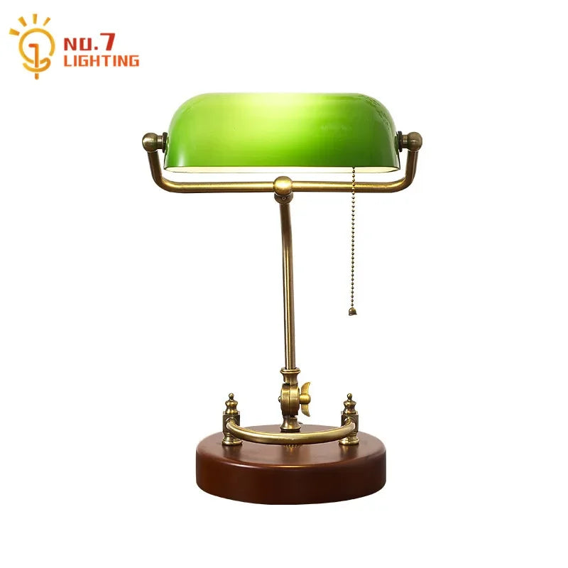 Classical Retro Vintage Metal Wood Bank Table Lamp Led