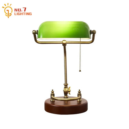 Classical Retro Vintage Metal Wood Bank Table Lamp Led