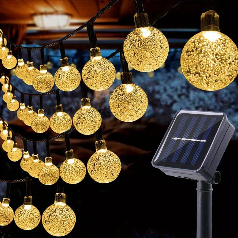 1 Pack 39FT IP65 Crystal Globe Solar String Lights 100 LED 8 Lighting