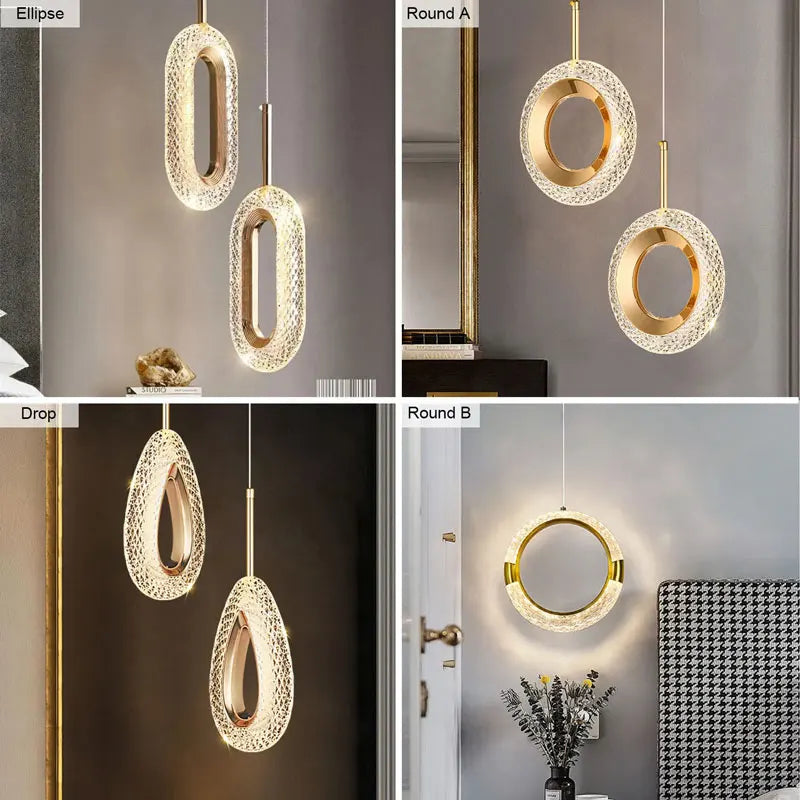 Modern Crystal LED Pendant Lamps Indoor Lighting For Home Decor