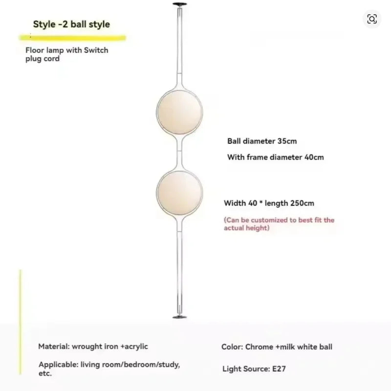 Garrault  Delord Floor Lamp Chrome Metal White Acrylic Ball