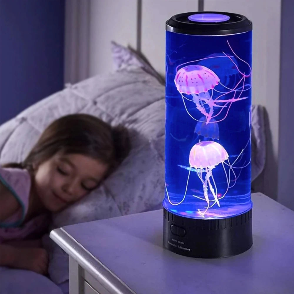 LED Jellyfish Aquarium Night Light, 7-Color Changing