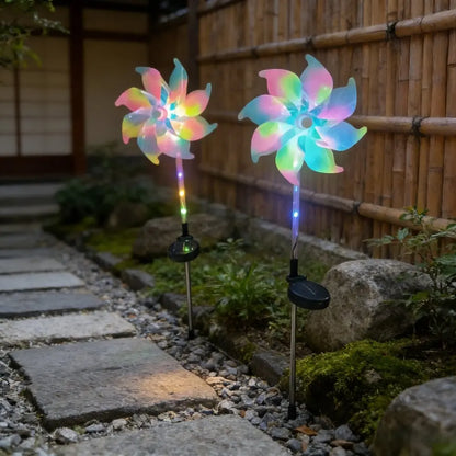 1PC Colorful Windmill Solar Garden Lamp Outdoor Pathway