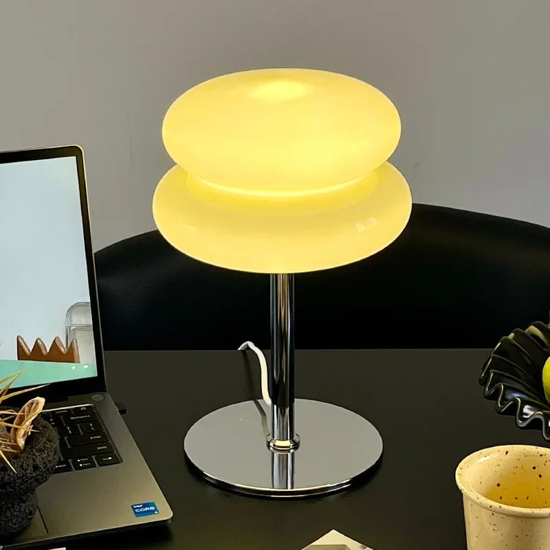 Nordic Bauhaus Macaron Glass LED Desk Lamp Dimming