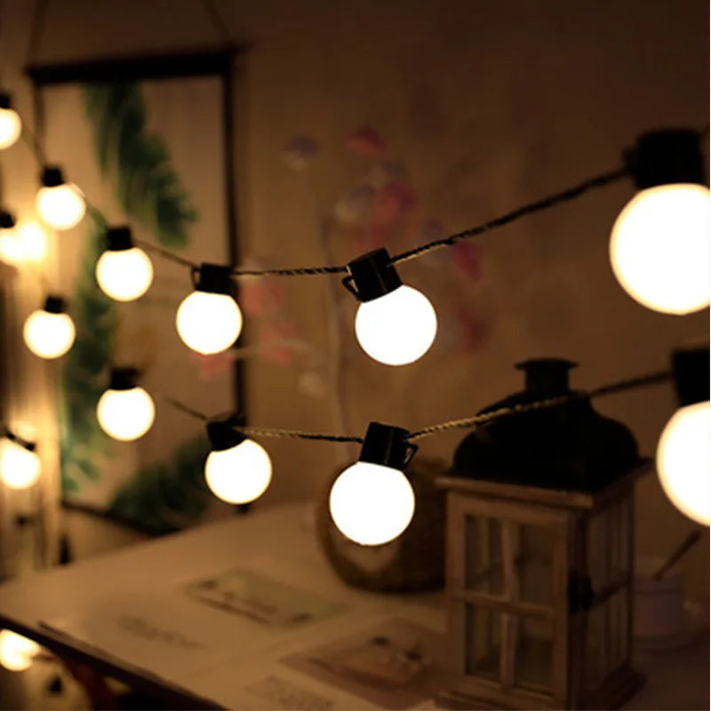 Outdoor Solar Lights White Bulbs String Lights For Garden