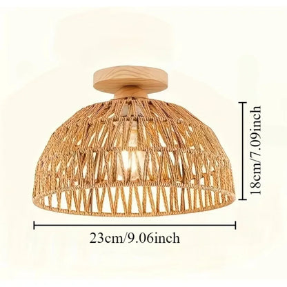 1pc Handwoven Rattan Lamp Chandeliers - Semi-Flush Mount