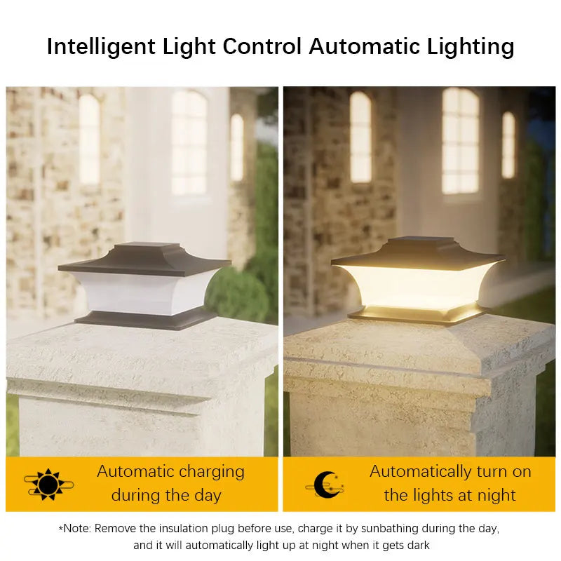 Solar - Powered Outdoor Pillar Lights with Auto On/Off, LED