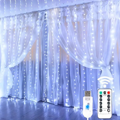 6x3M LED USB Curtain String Fairy Lights Christmas Garland
