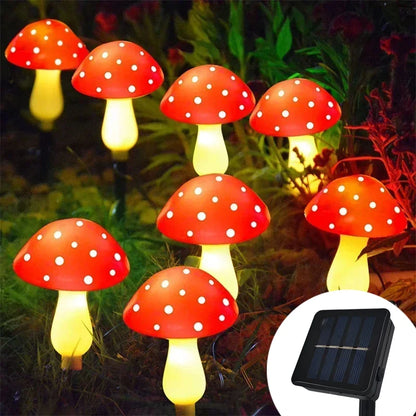 LED Solar Landscape Ground Lights Cute RED Mushroom