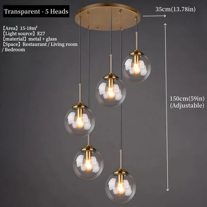 Modern Luxury Metal Chandelier Nordic Creative LED Glass