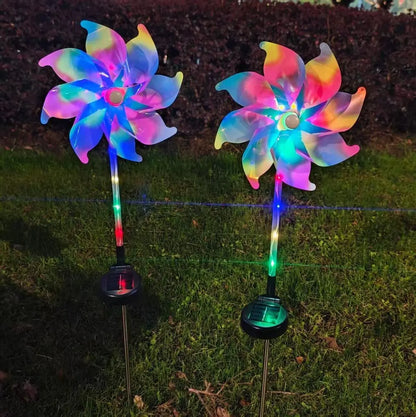 1PC Colorful Windmill Solar Garden Lamp Outdoor Pathway