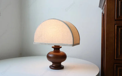 Creative Retro LED Linen Desk Lamp Solid Wood Bedroom