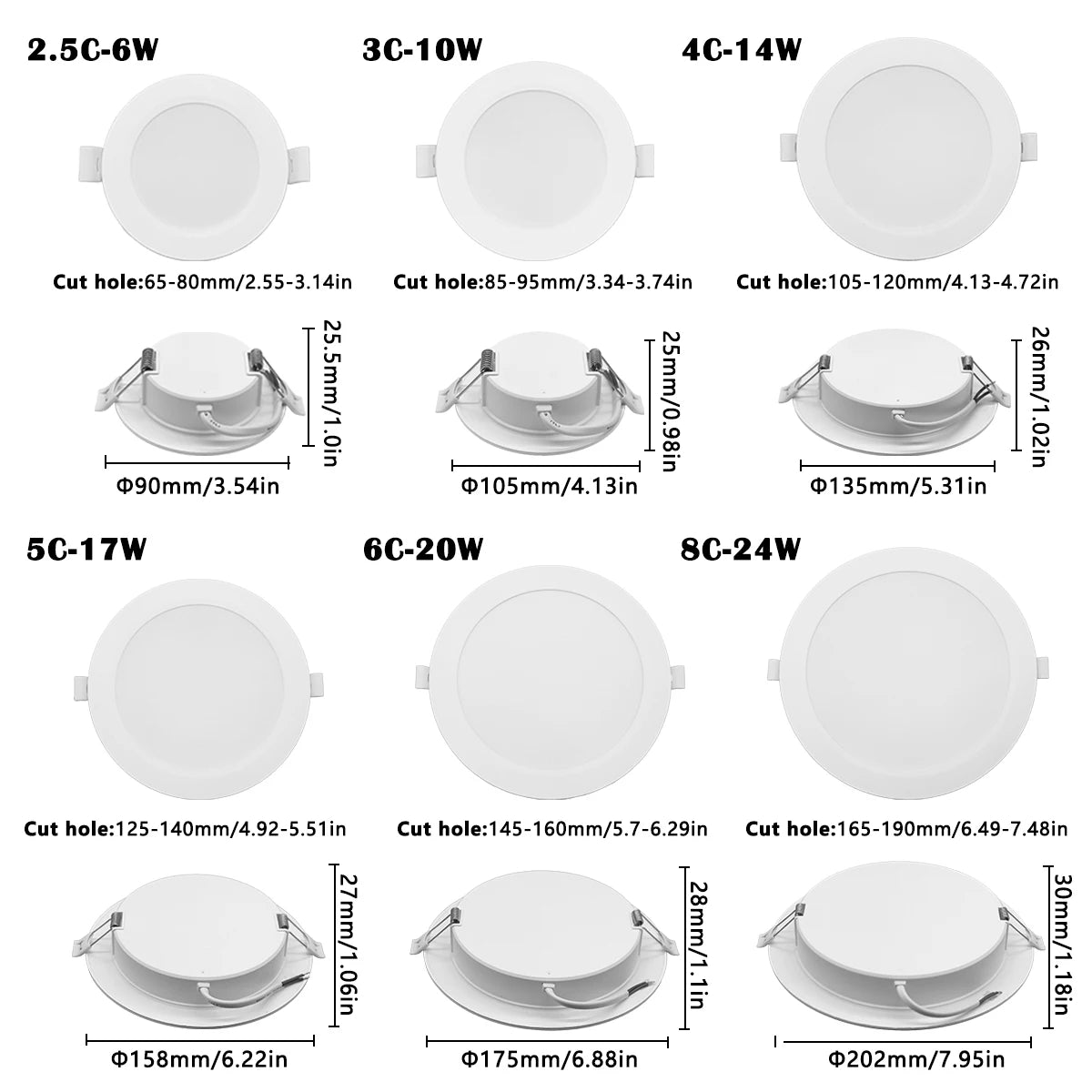 2pcs LED Downlight 110V 220V Ceiling Light Lighting