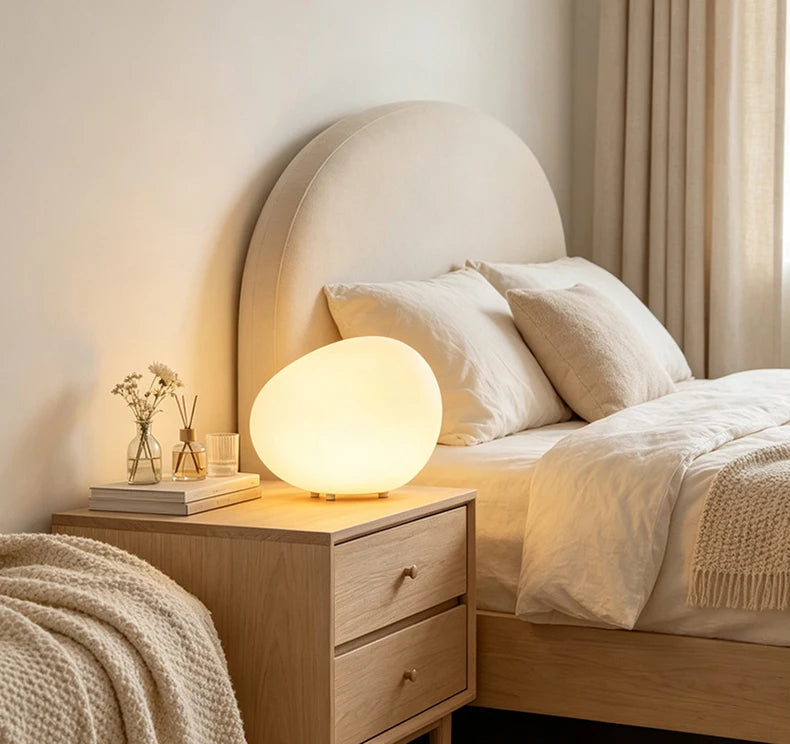 Round Stone-Shaped Modern Bedroom Study Atmosphere Desk Lamp