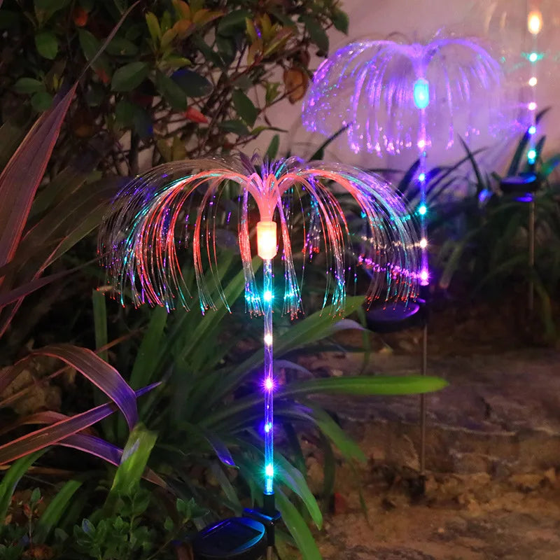 Solar Jellyfish Garden Stake Lights, Color Changing Fiber Optic Star