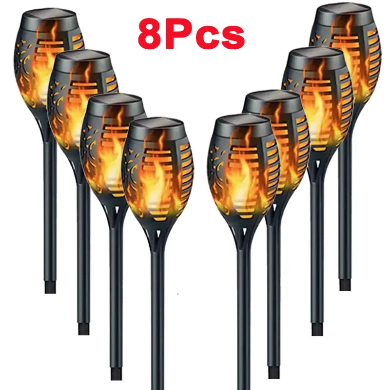 Solar Flame Torch Lights Flickering Light Waterproof Lamps