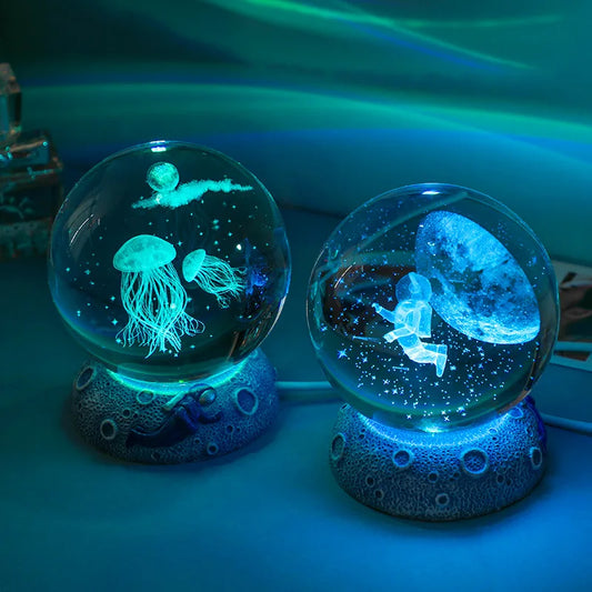 New Crystal Ball Night Light Ornament Luminous Resin Base Glass