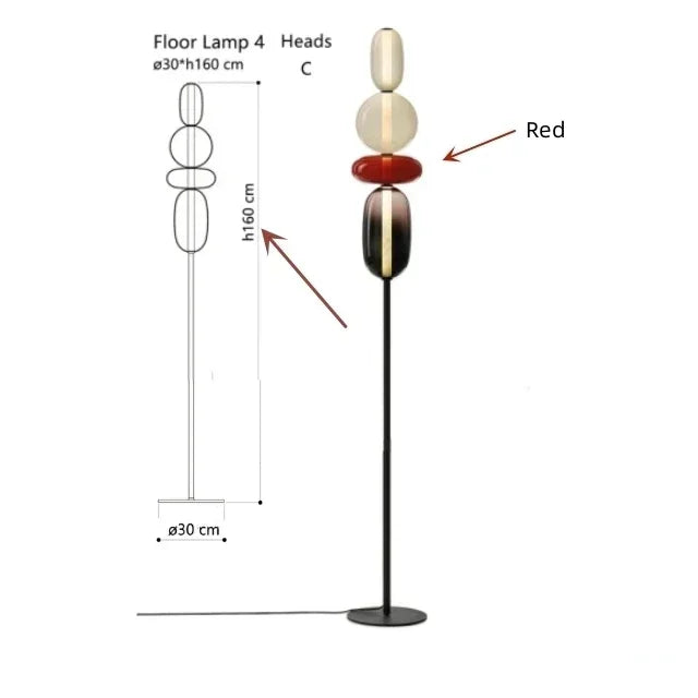 Italian Creative Colored Glass Designer LED Floor Light