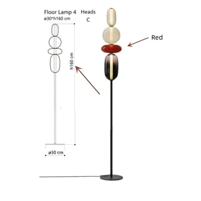 Italian Creative Colored Glass Designer LED Floor Light