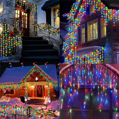 Solar Curtain Icicle Light 3.5M Eaves Outdoor Fairy String Lights