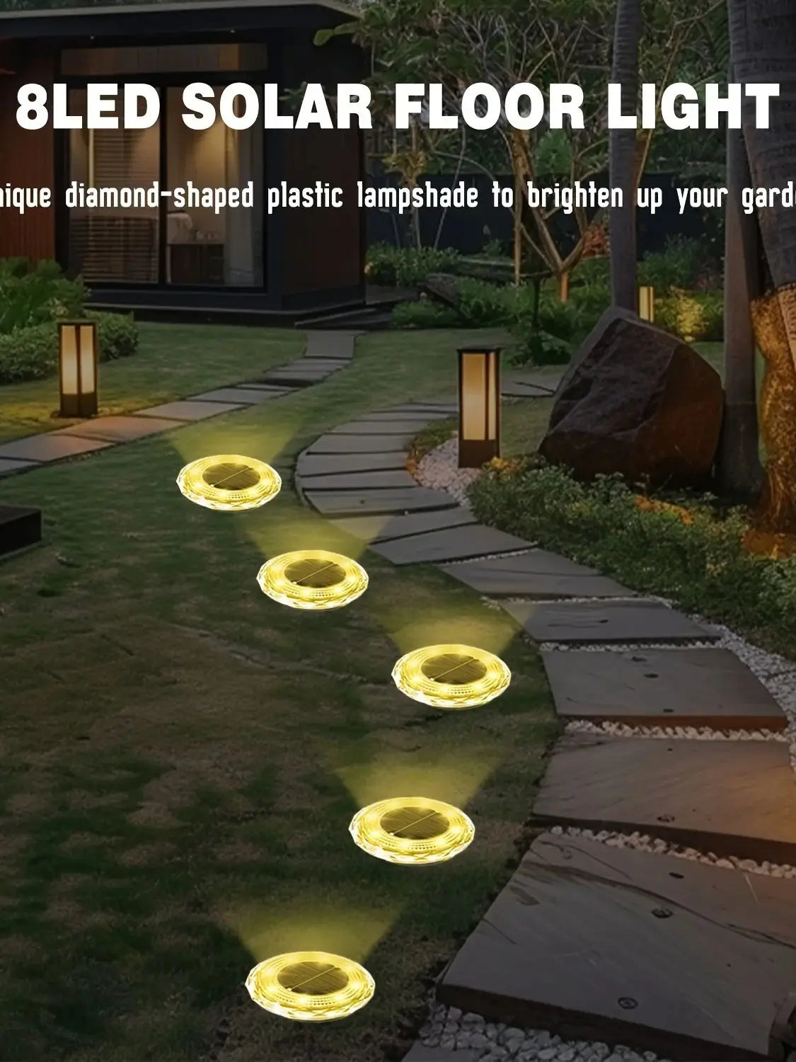 Solar Lights Outdoor Waterproof 8 LED Solar Ground Light