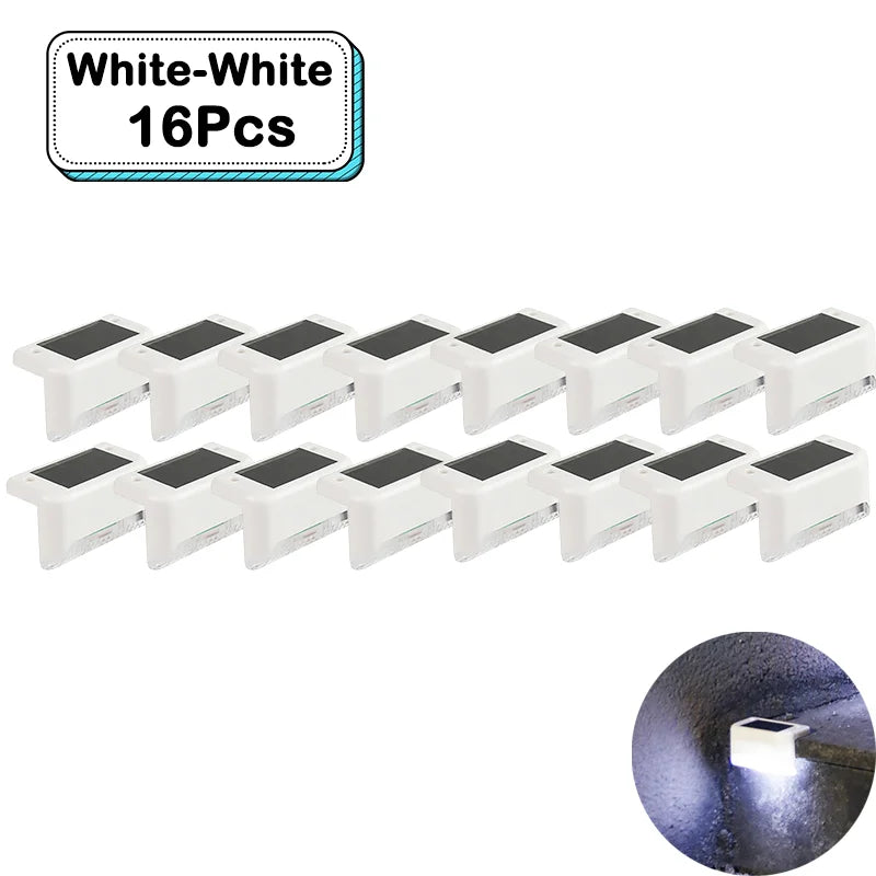 Outdoor Solar Step Lights Warm White LED Waterproof Stair Path Lighting