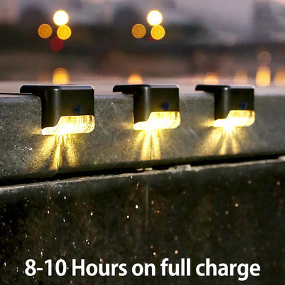 Warm White LED Solar Step Lamp Path Stair Outdoor Garden Lights