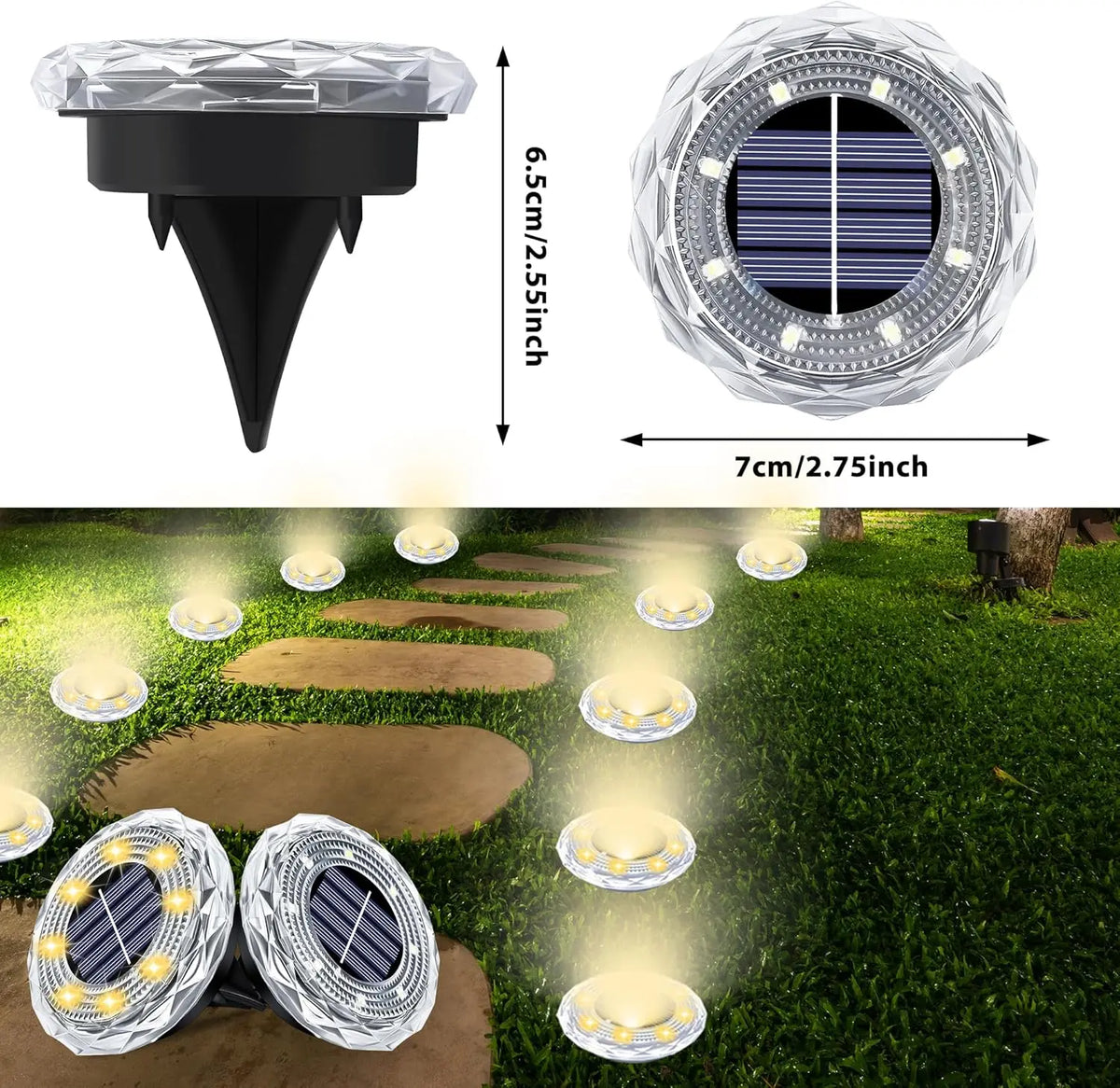 Solar Lights Outdoor Waterproof 8 LED Solar Ground Light