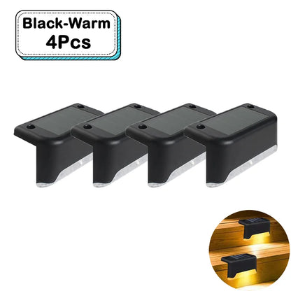 Outdoor Solar Step Lights Warm White LED Waterproof Stair Path Lighting