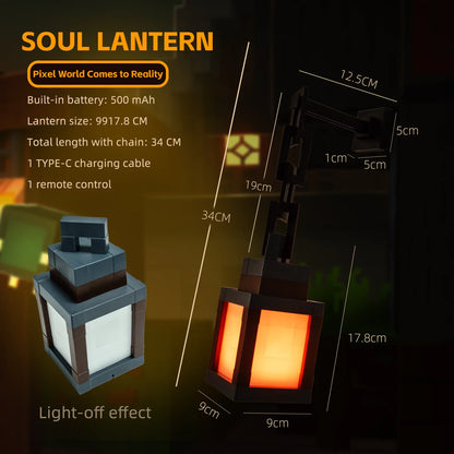 Pixel Style Night Light Portable Lantern Tabletop Ornament