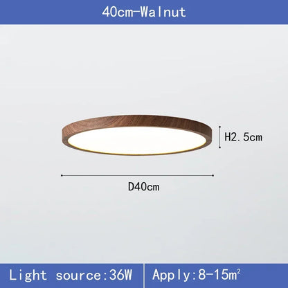 Modern LED Ceiling Light Circular Ultrathin Wood Grain