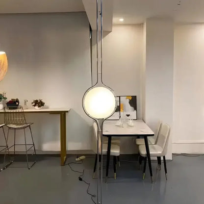 Nordic Floor Lamp Chrome Metal White Acrylic Ball Lamp