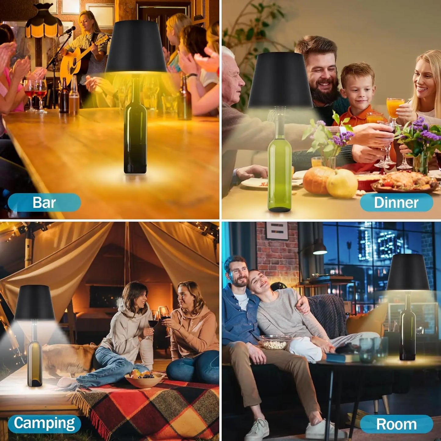 KFV Wireless Table Lamp Wine Bottles LED Bottle Light