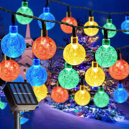 1 Pack 39FT IP65 Crystal Globe Solar String Lights 100 LED 8 Lighting