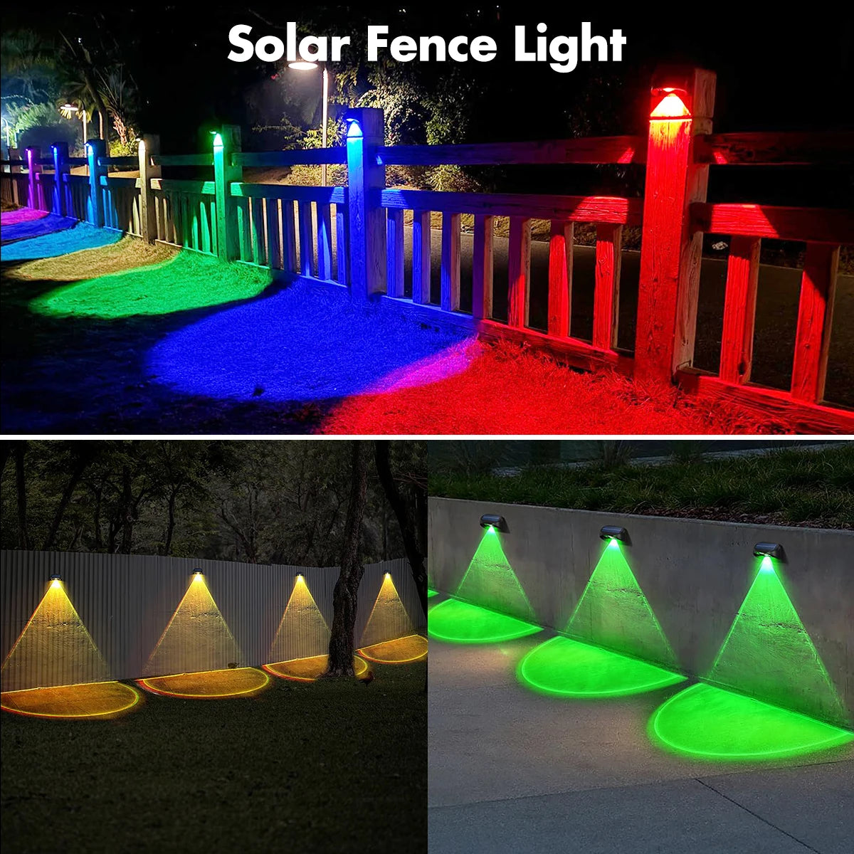 Solar Wall Lamp Solar Fence Lights RGB Modes