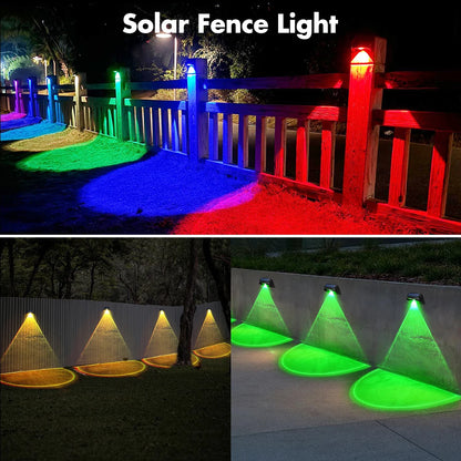 Solar Wall Lamp Solar Fence Lights RGB Modes