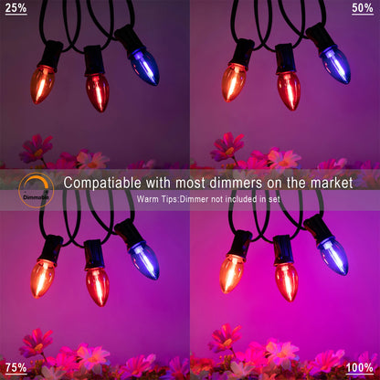 Christmas Outdoor String Lights Plastic C7 Colored Hanging Light