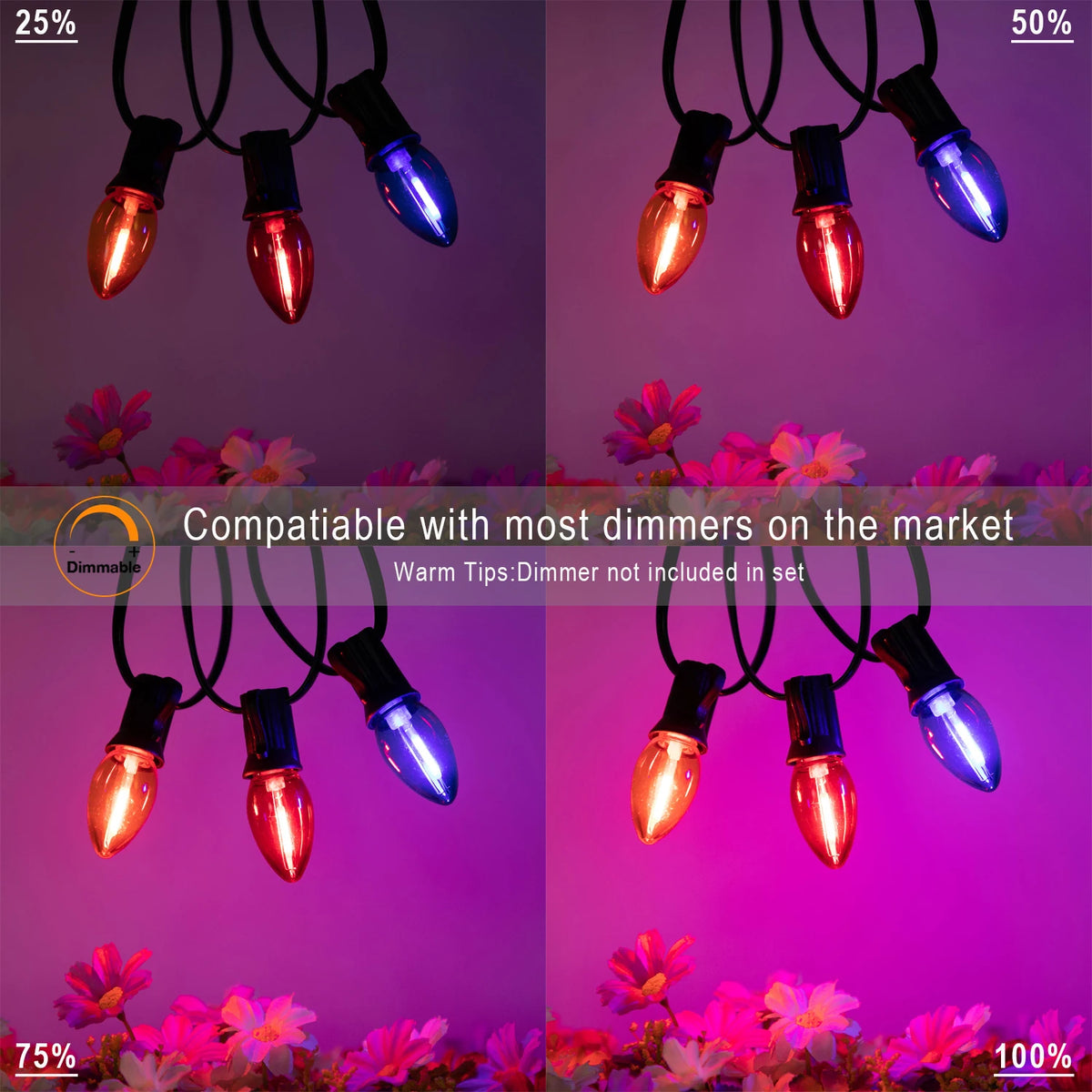 Christmas Outdoor String Lights Plastic C7 Colored Hanging Light