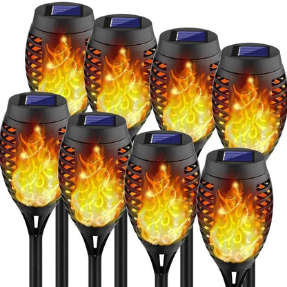 Solar Garden Flame Lights Flickering Flame Lamp Outdoor Lawn Light
