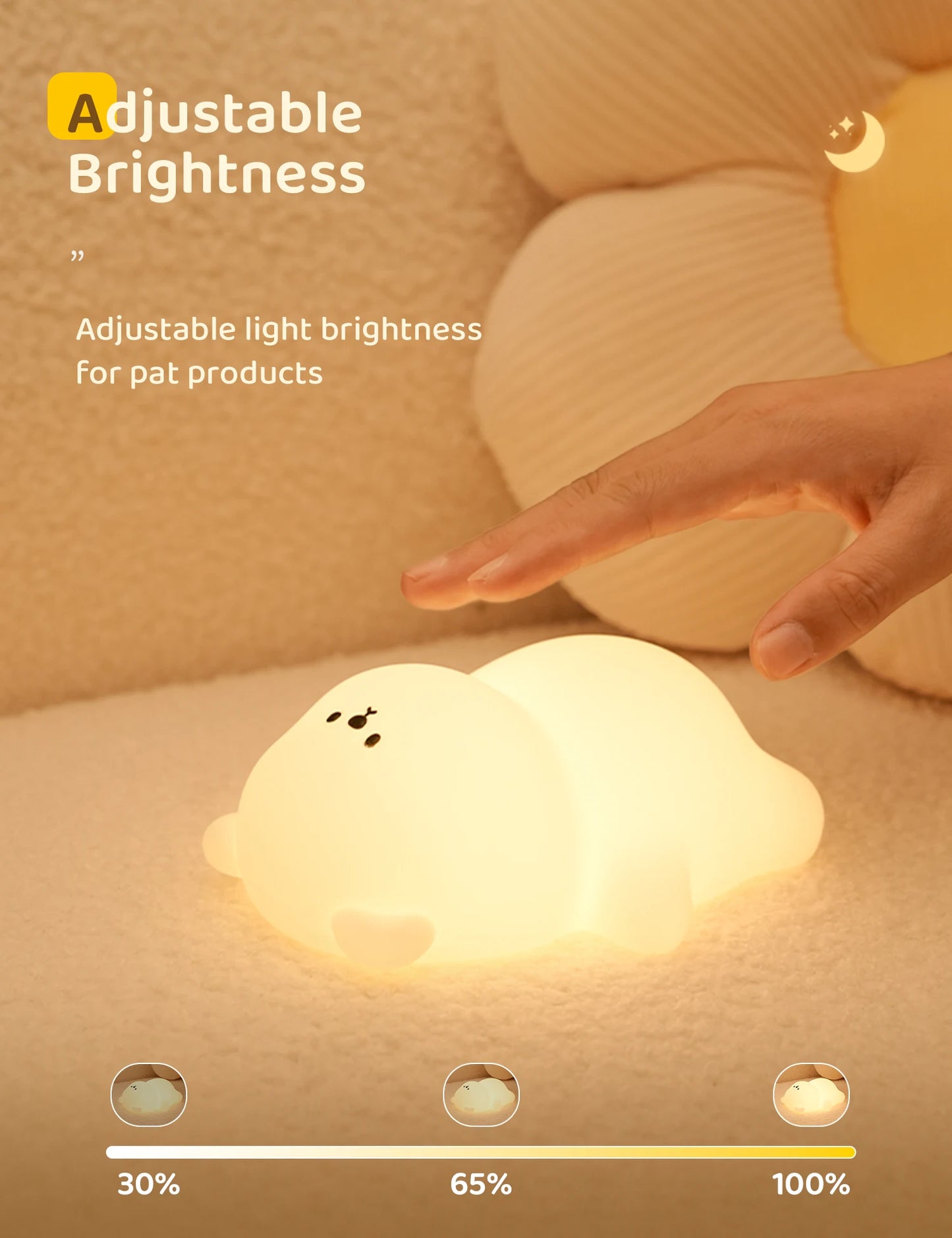 Cute Silicone Night Lamp Lying Flat Bear Desktop Decorative