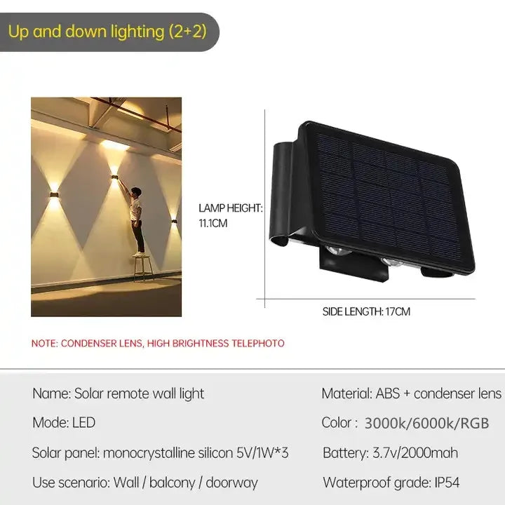 Outdoor LED Solar Wall Light ABS Garden Decoration Wall Light