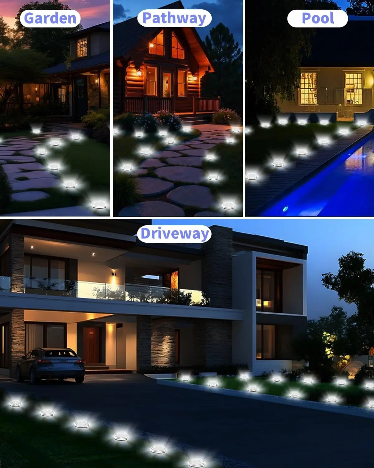 Solar Garden Lights Outdoor 8 LEDs Disk Underground Lamp