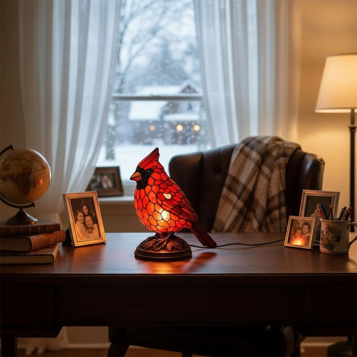Cardinal Lamp Table Decor Gift Living Room Creative Night Light
