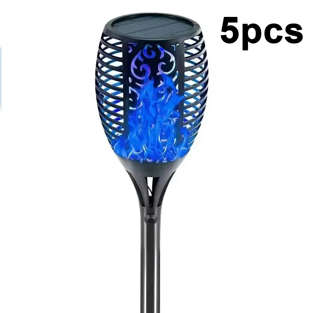 Solar Garden Flame Lights Flickering Flame Lamp Outdoor Lawn Light