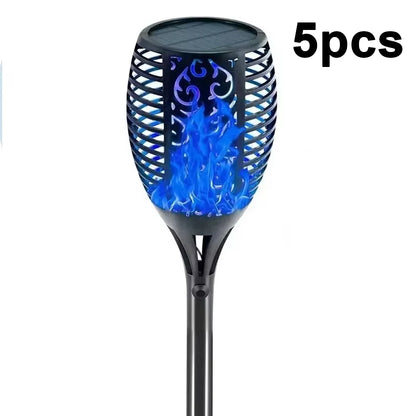 Solar Garden Flame Lights Flickering Flame Lamp Outdoor Lawn Light